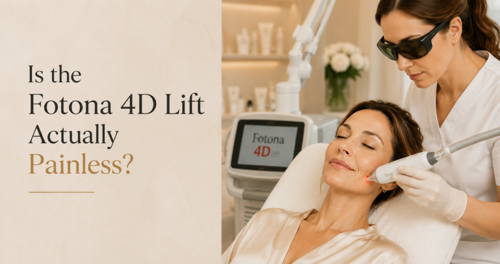 Woman receiving a painless Fotona 4D laser face lift treatment